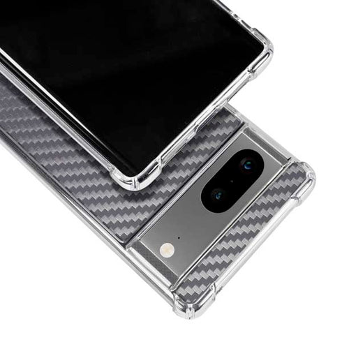 Silver Carbon Fiber Specialty Texture Material Google Pixel 7a Clear Case